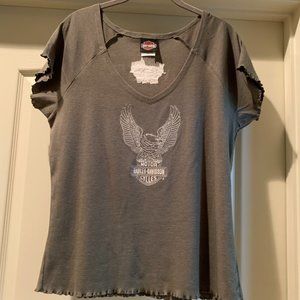 Harley Davidson Biker Motorcycle Embroidered Top